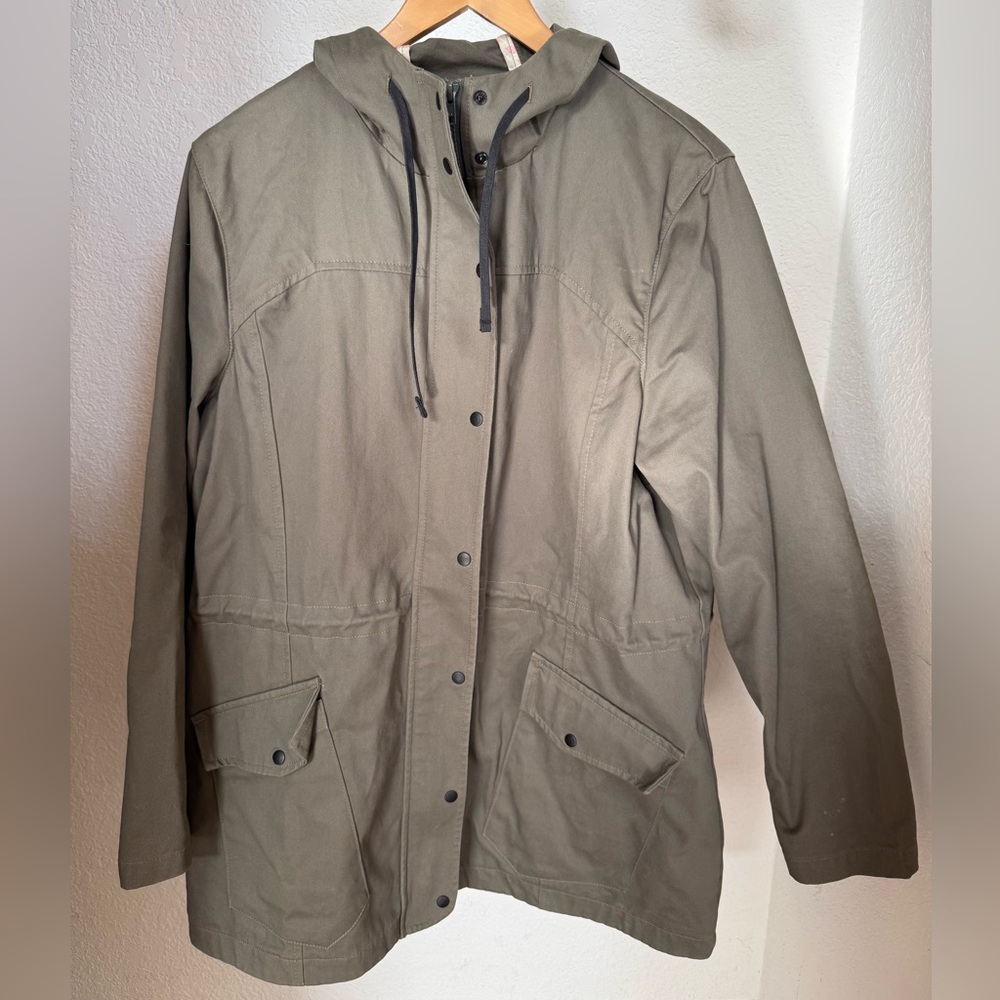 BETABRAND Women’s Morning Mess Chino Twill Green Utility Jacket Hooded - Size XL - Picture 1 of 15